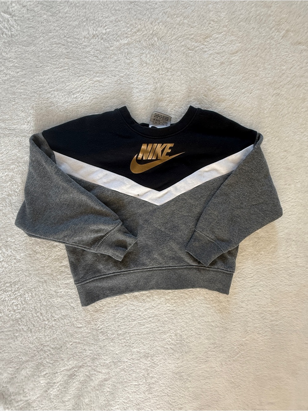Nike Kids Colorblock Sweatshirt Black Gray Gold XS 3-4Y